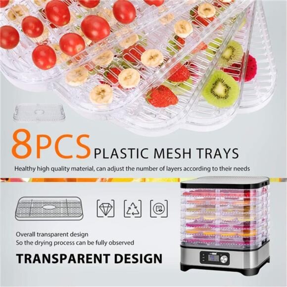 8 Trays Food Dehydrator Machine with 48H Timer and Temperature Control - Picture 5 of 7